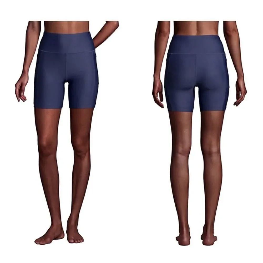 Land’s End Standard Size biker 6” inseam shorts swim black Small